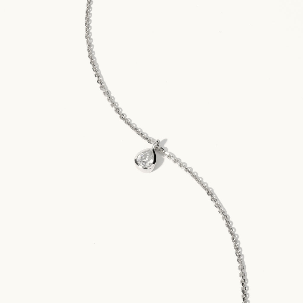 Jewellers District's Pear-Cut Bezel-Set Diamond Pendant Necklace in 14k White Gold #2